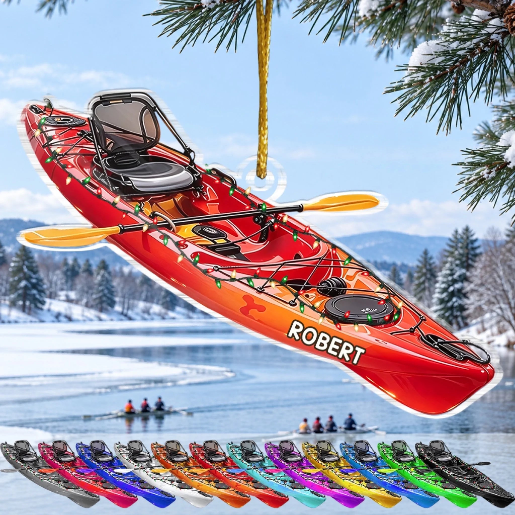 Custom Kayak Christmas Gifts for Kayaking Enthusiasts - Personalized Acrylic Ornament
