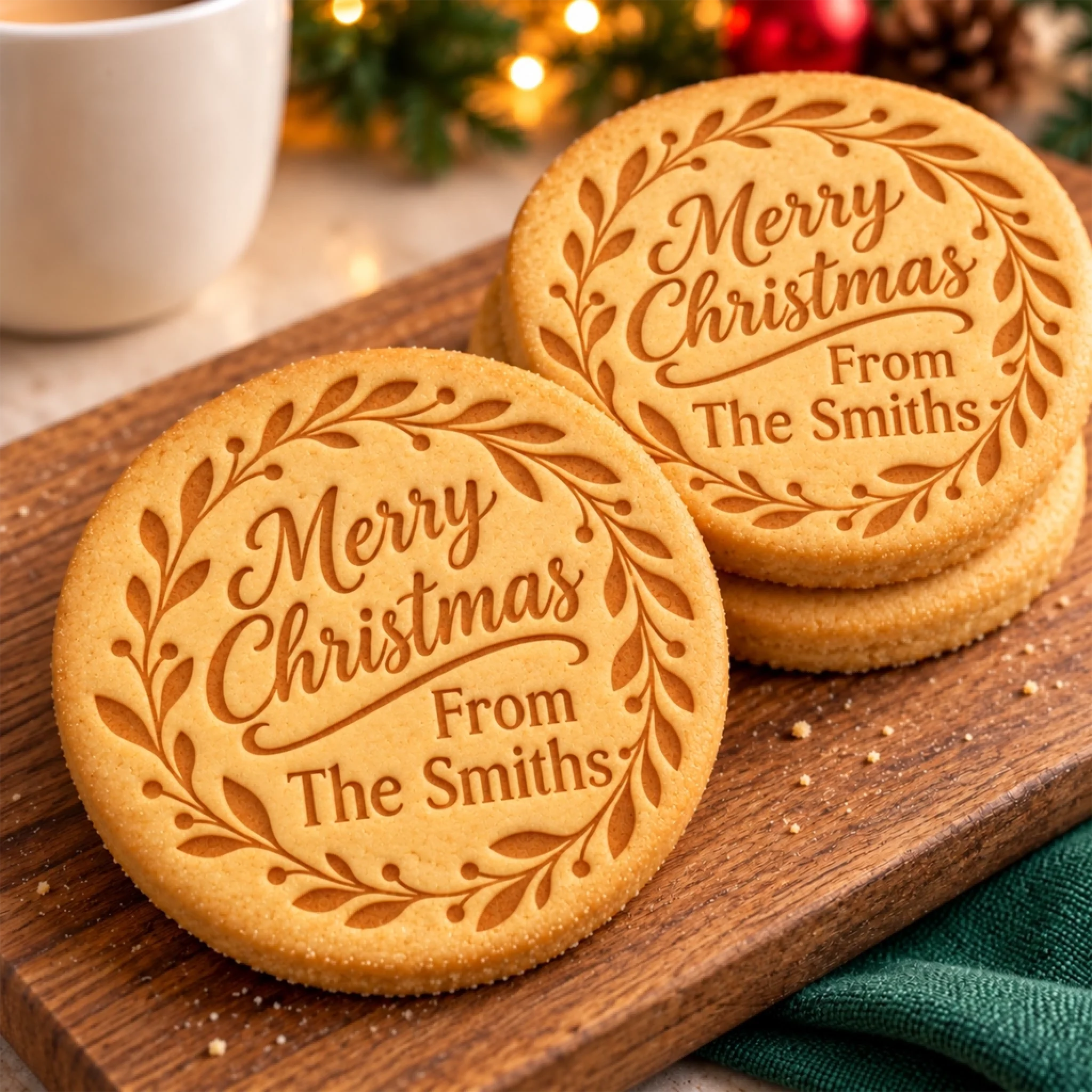 Personalized Family Name Christmas Cookie Stamp, Custom Holiday Baking Gift
