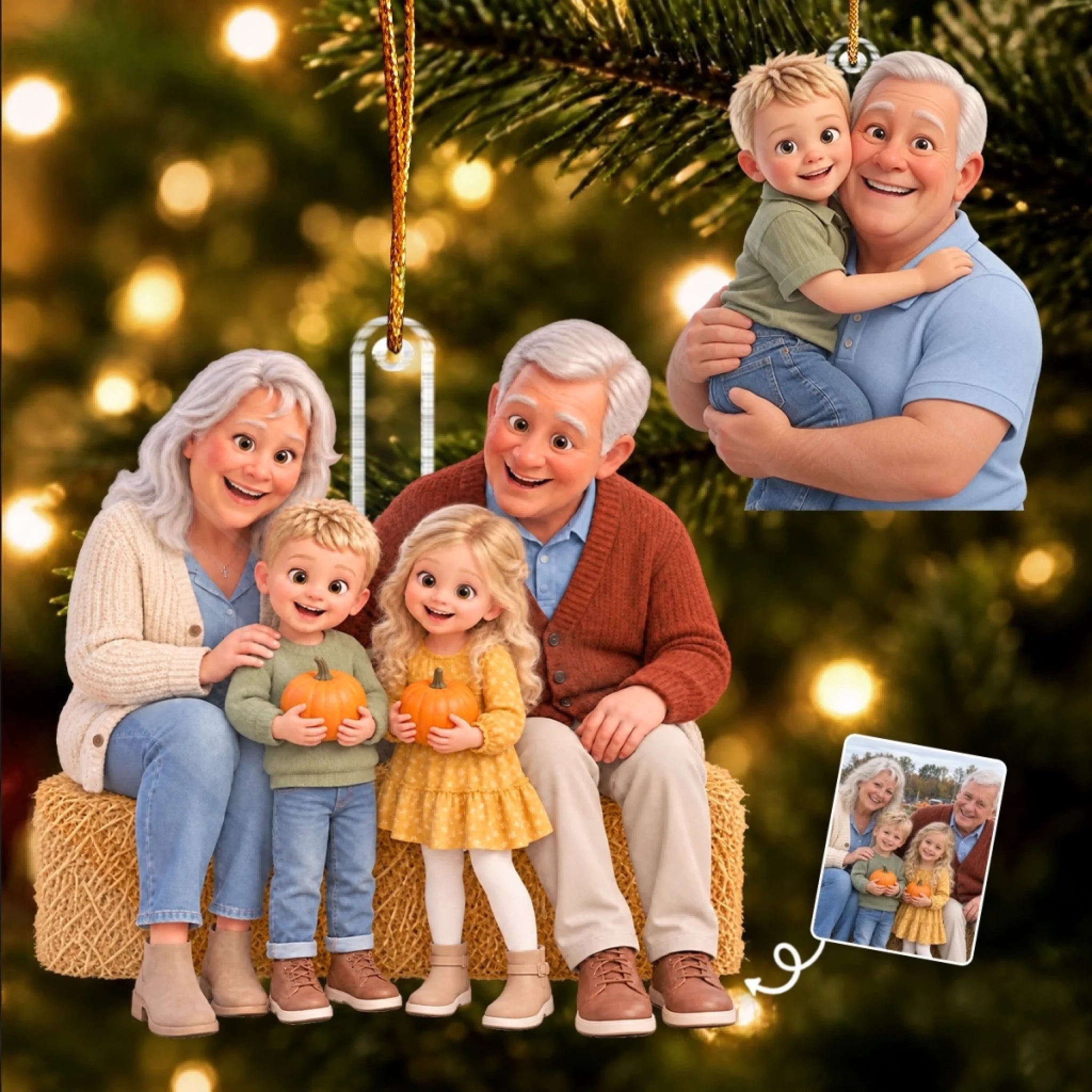 Personalized Acrylic Christmas Ornament with Custom Family Photo, Holiday Keepsake Gift