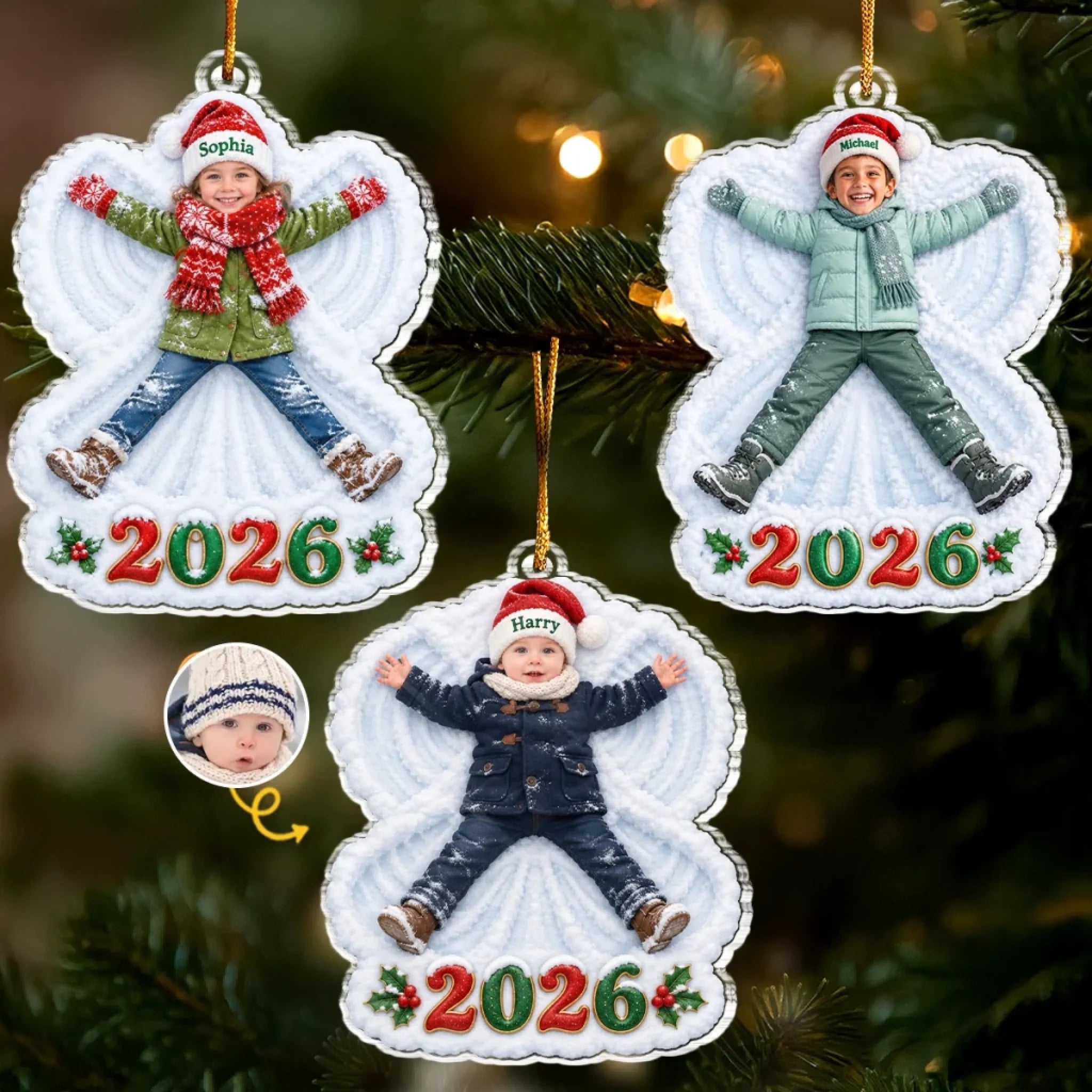 Custom Photo Baby Christmas Gift Personalized Acrylic Ornament for Christmas Tree Decor