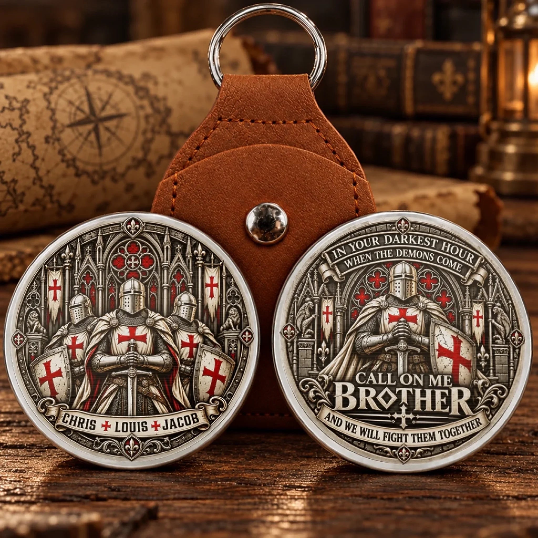 Custom Name Knight Brother Gift Personalized Pocket Hug Token Keepsake