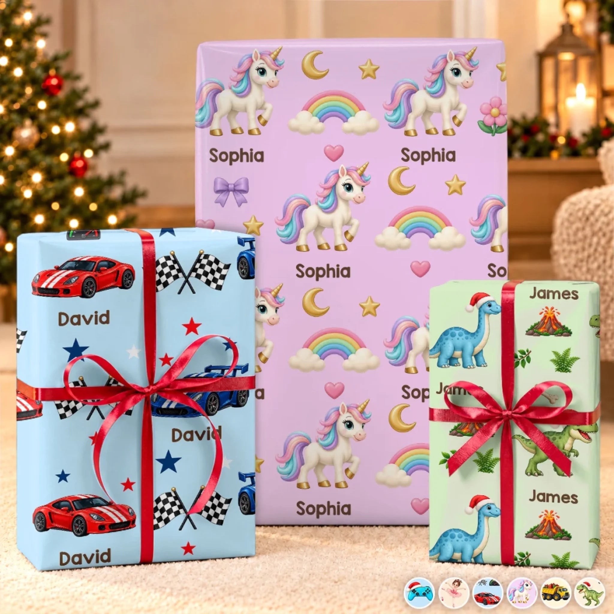 Custom Name Kids Gift Wrap - Personalized Wrapping Paper for Birthday and Holiday Gifts