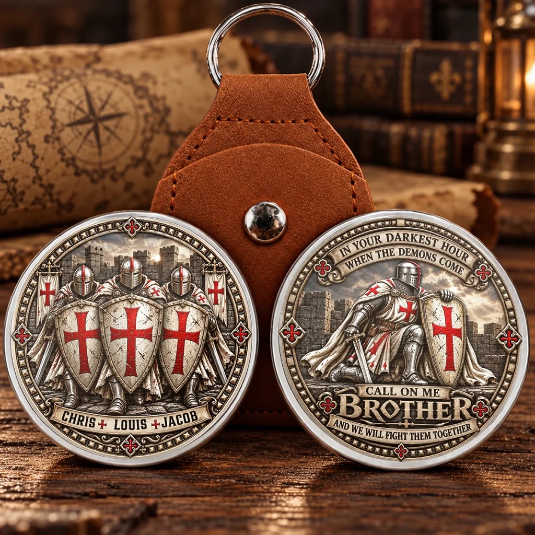 Custom Name Medieval Knight Brother Gift Personalized Pocket Hug Keepsake Token