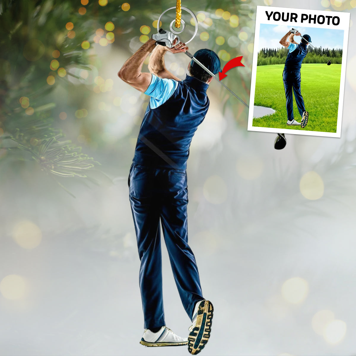 Custom Photo Golf Player Ornament 2023 Personalized Acrylic Christmas Gift for Golfers