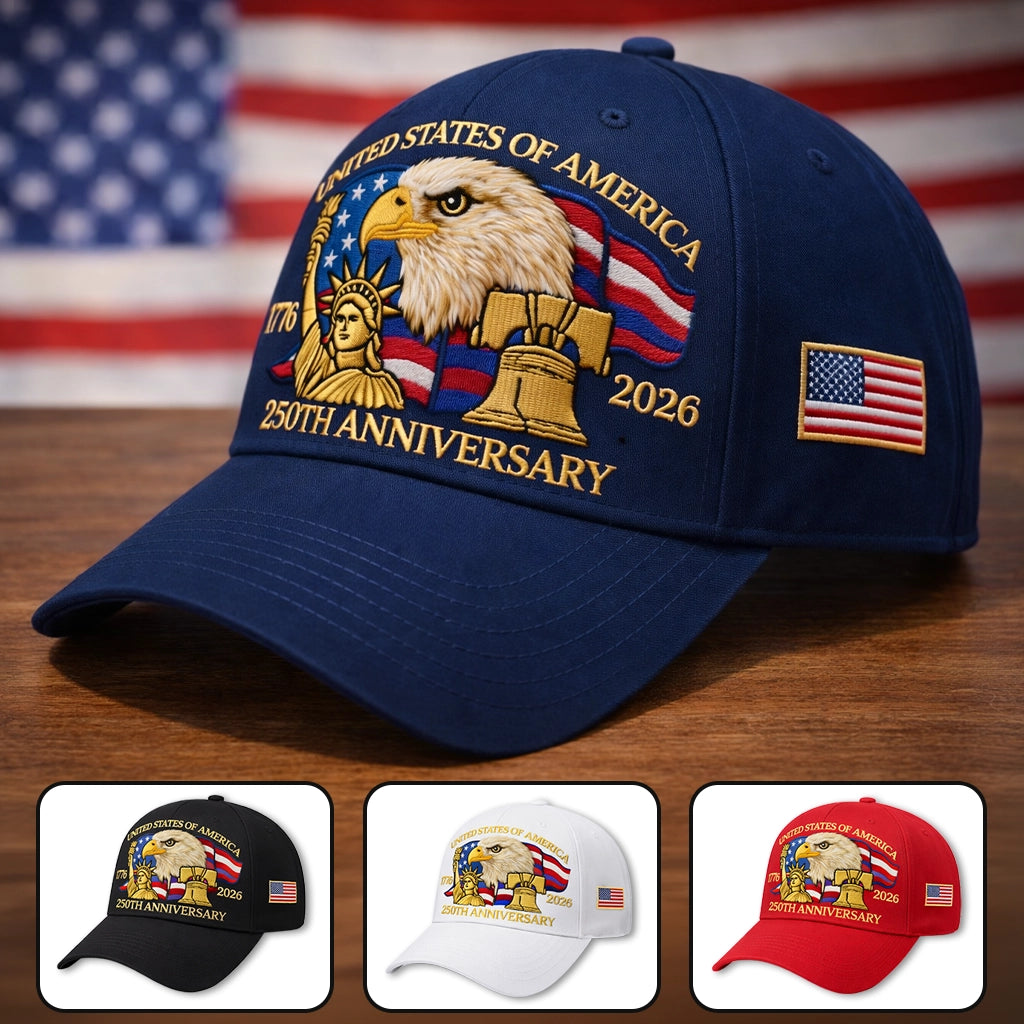Embroidered Baseball Cap, America 250th Anniversary Freedom Gift for Mom, Dad, Brother or Sister