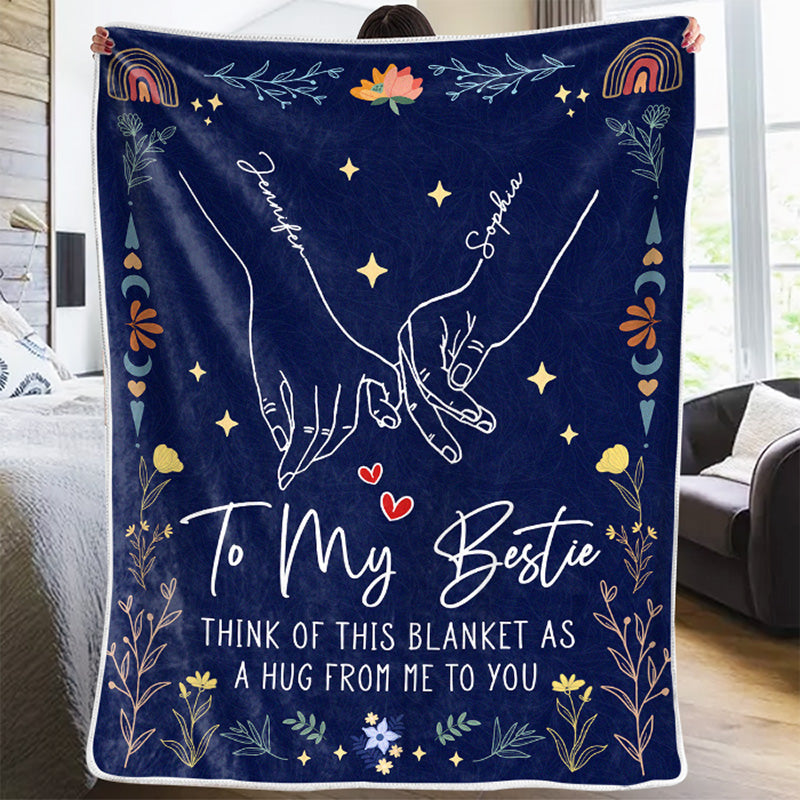 Not Sisters by Blood But Sisters by Heart Personalized Blanket, Custom Best Friend BFF Gift