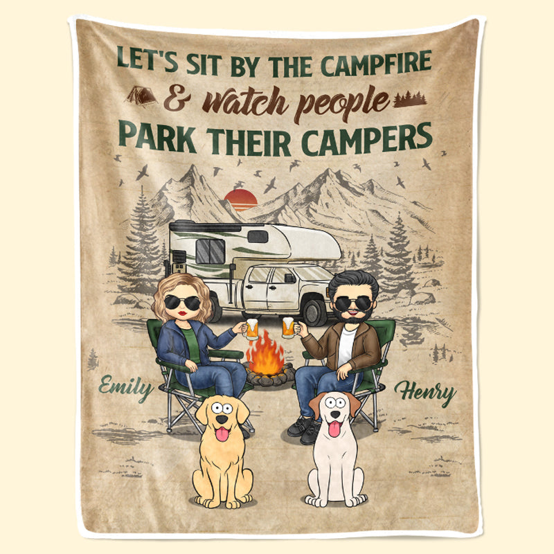 Personalized Camping Blanket, Let's Watch People Park Their Campers Gift for Camping Lovers