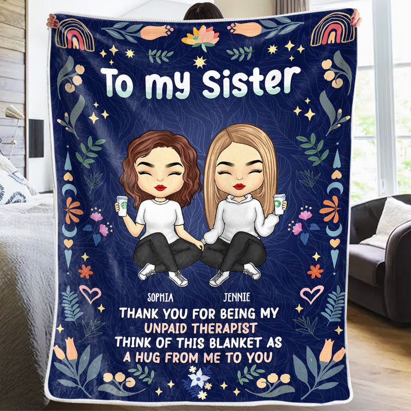 Personalized Bestie Blanket Thank You for Being My Unpaid Therapist Gift for Best Friends and Sisters