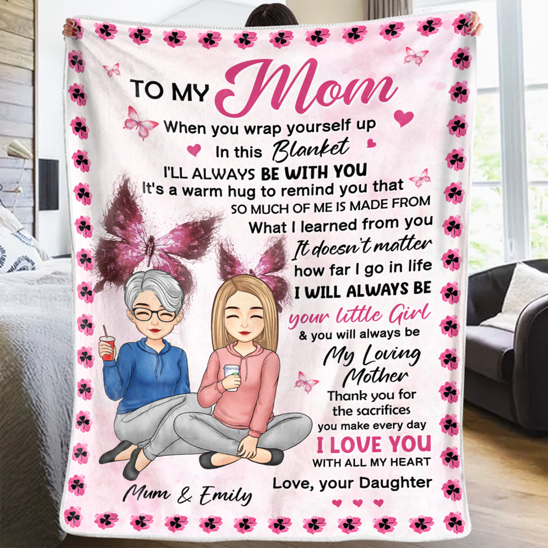 Lots of Love Best Wishes and Hugs Personalized Family Blanket, Christmas Gift from Mom