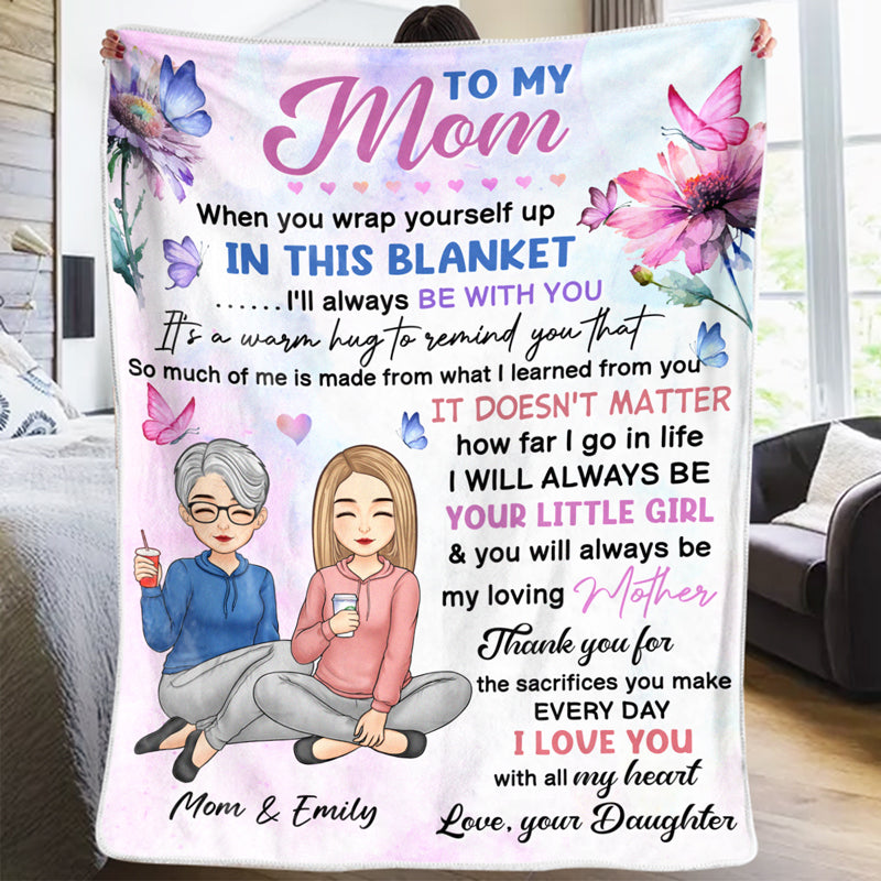 To My Little Girl Personalized Family Blanket, Christmas Gift from Mom for Daughter