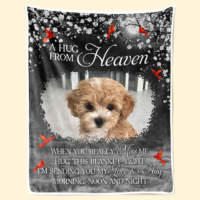 Personalized Pet Memorial Photo Blanket, Our Love and Hugs Sympathy Gift for Pet Owners