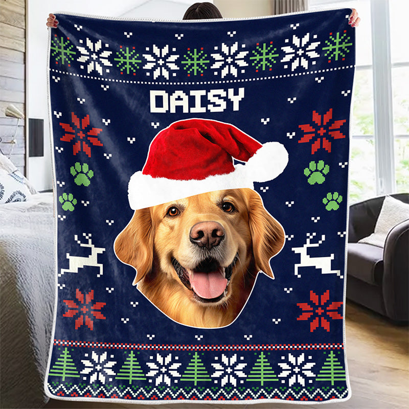 Custom Photo Dog & Cat Christmas Is Coming To Town Personalized Blanket, Gift for Pet Lovers