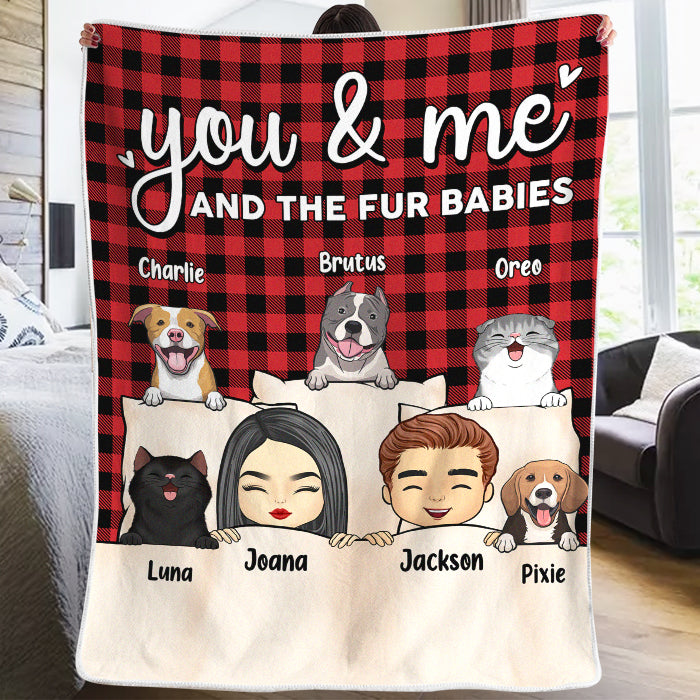 You Me and Fur Babies Personalized Dog & Cat Blanket, Custom Pet Owner Gift for Pet Lovers