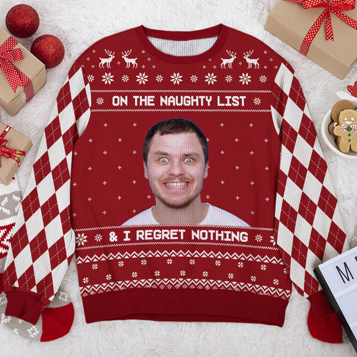 Personalized Custom Photo Ugly Christmas Sweatshirt, Unisex All-Over Print Gift for Couples