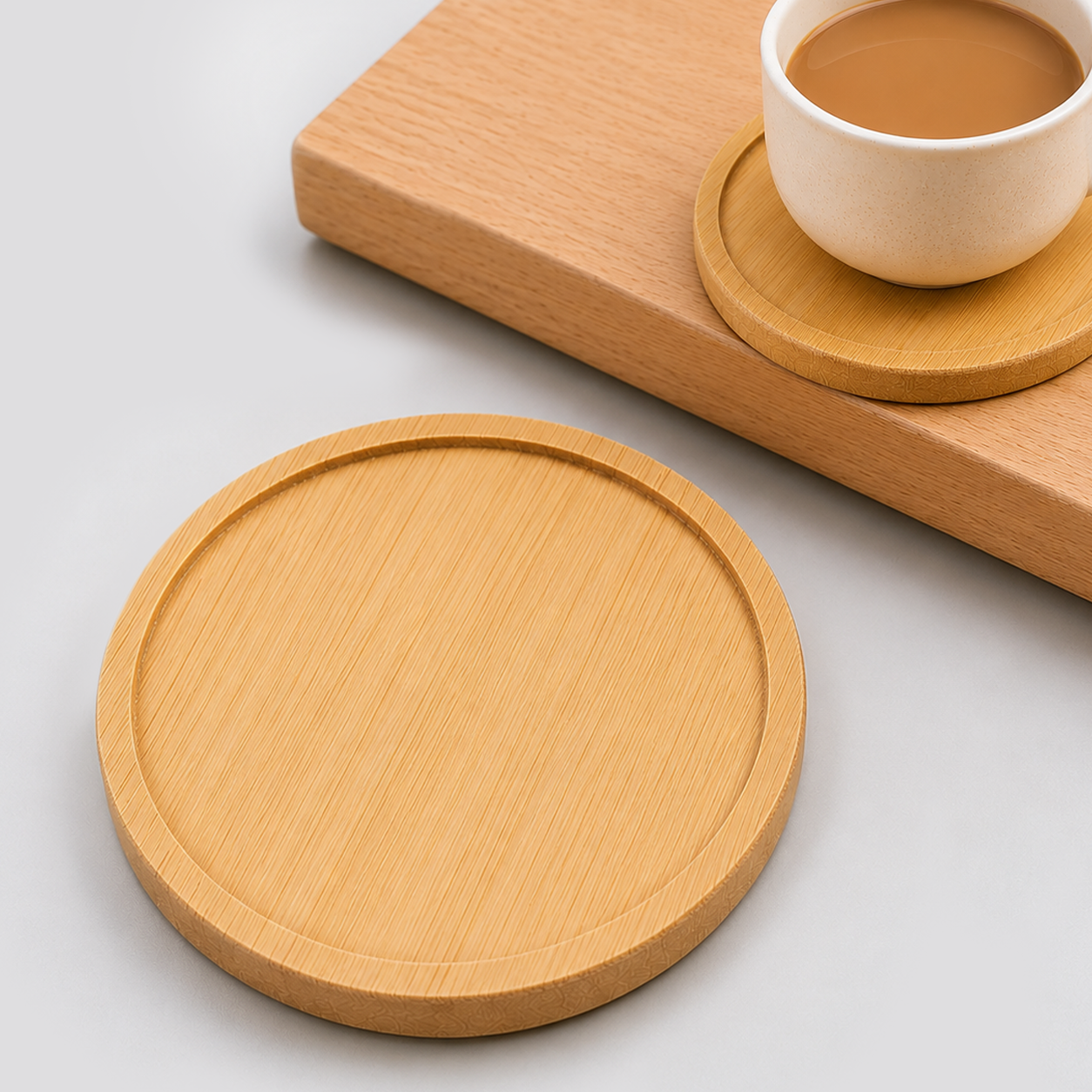 Wooden Coaster for Drinks, Natural Wood Table Protector and Thoughtful Home or Office Gift