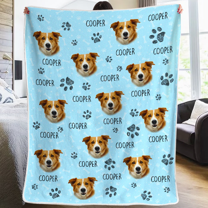 Personalized Colorful Pet Photo Blanket, Custom Upload Dog Image Gift for Dog Lovers
