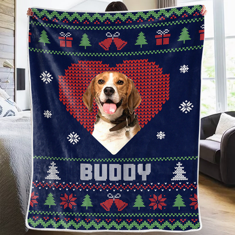 Custom Photo Christmas Love Has Four Paws Dog & Cat Personalized Blanket, Gift for Pet Owners