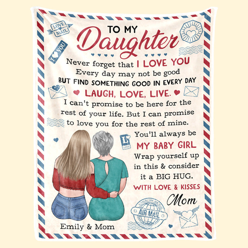 You Will Always Be My Beautiful Girl Personalized Family Blanket, Birthday Gift from Mom or Grandma