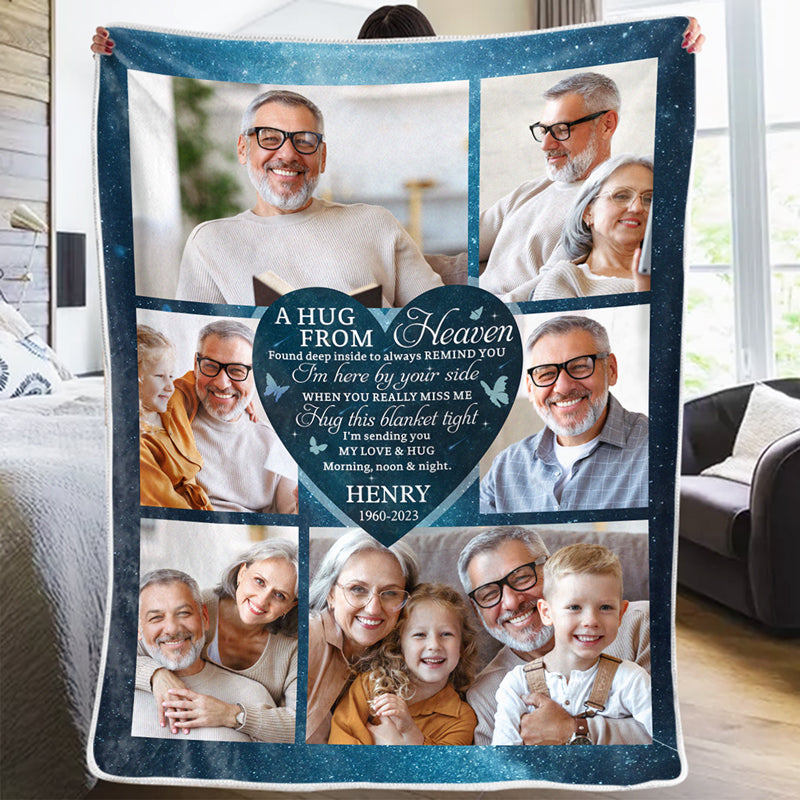 Personalized Memorial Photo Blanket I'm Here By Your Side Sympathy Gift for Family Members