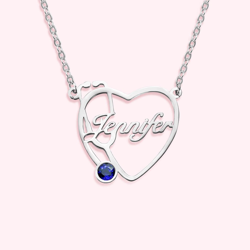 Personalized Nurse Graduation Heart Stethoscope Name Necklace