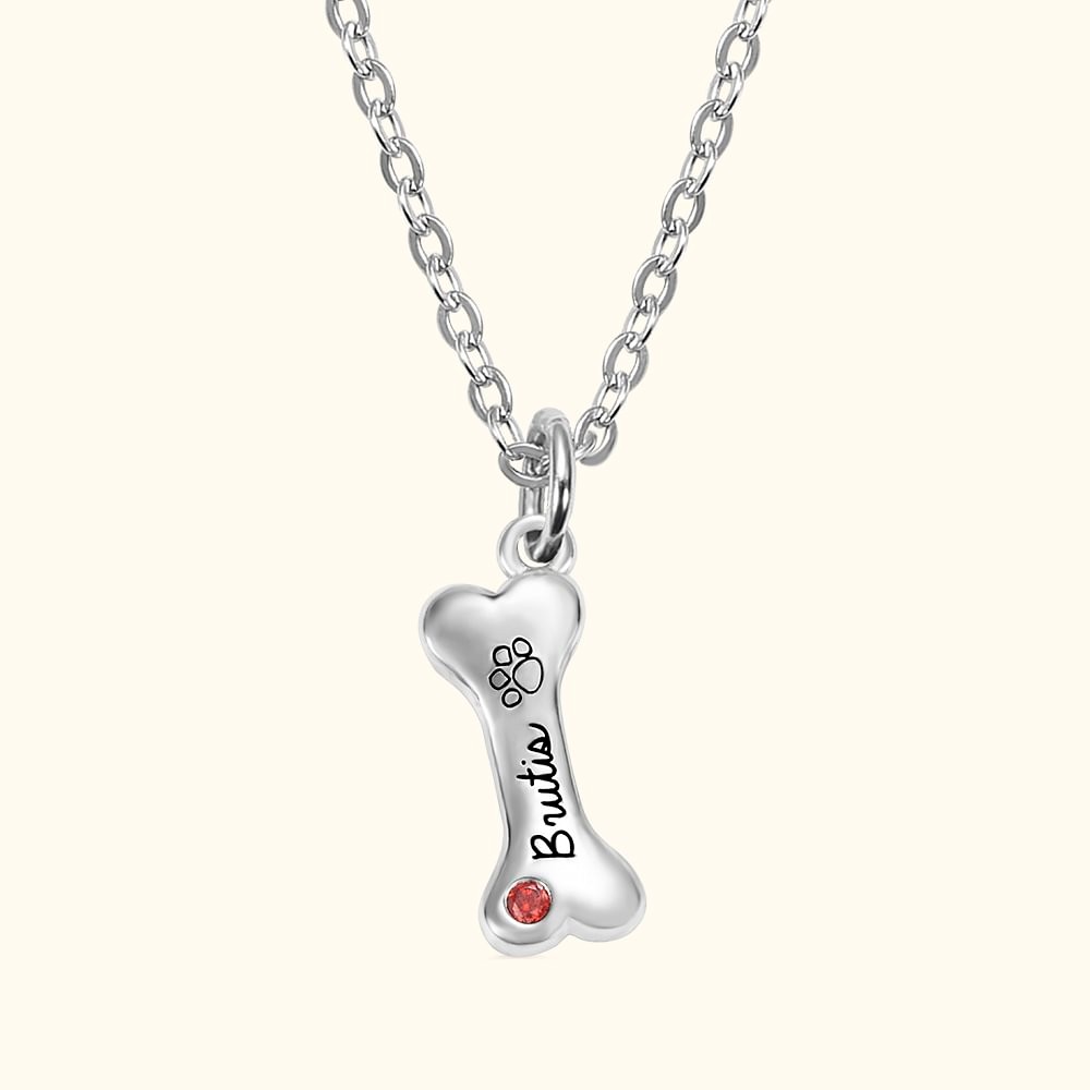 Custom Engraved Name & Paw 1-8 Dog Bone Necklace For Pet Owner