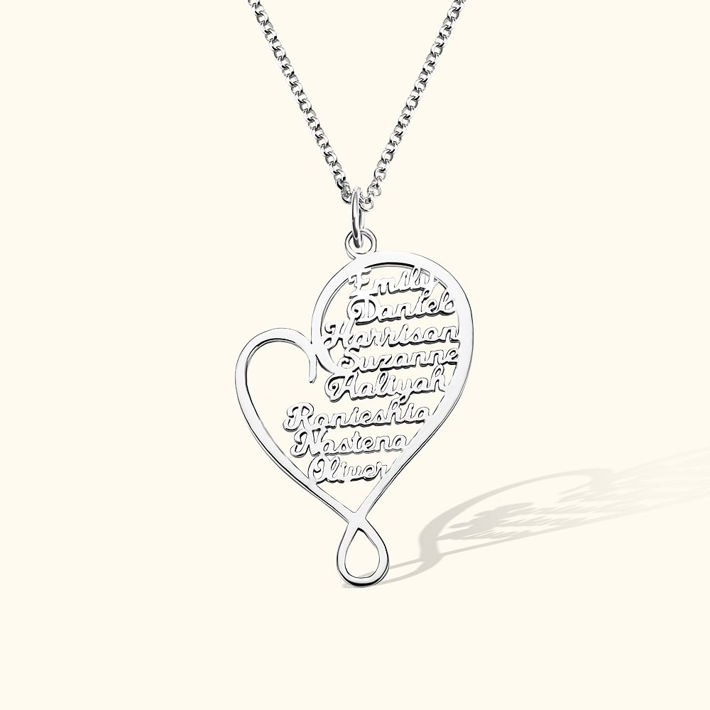Custom Engraved Mom Heart Hug Necklace with Children Names Gifts
