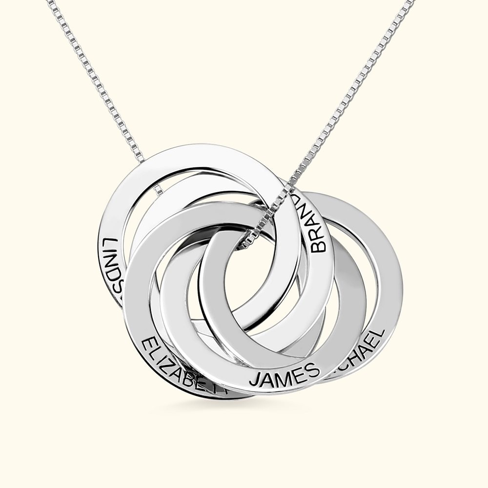 Personalized 2 - 5 Russian Ring Name Necklace Sterling Silver