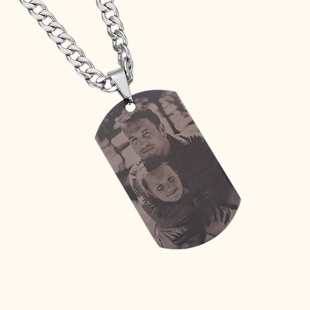 Customized Dog Tag Necklace With Picture for Men