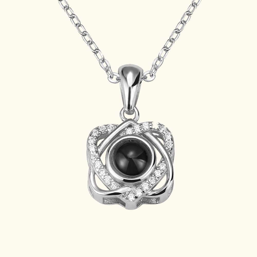 Center of Me Photo Projection Necklace with I Love You in 100 Languages