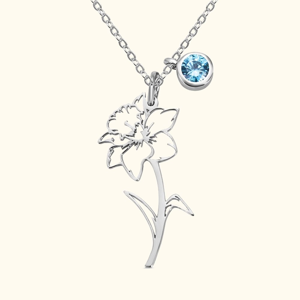 Personalized Sterling Silver Birth Flower Necklace for Women