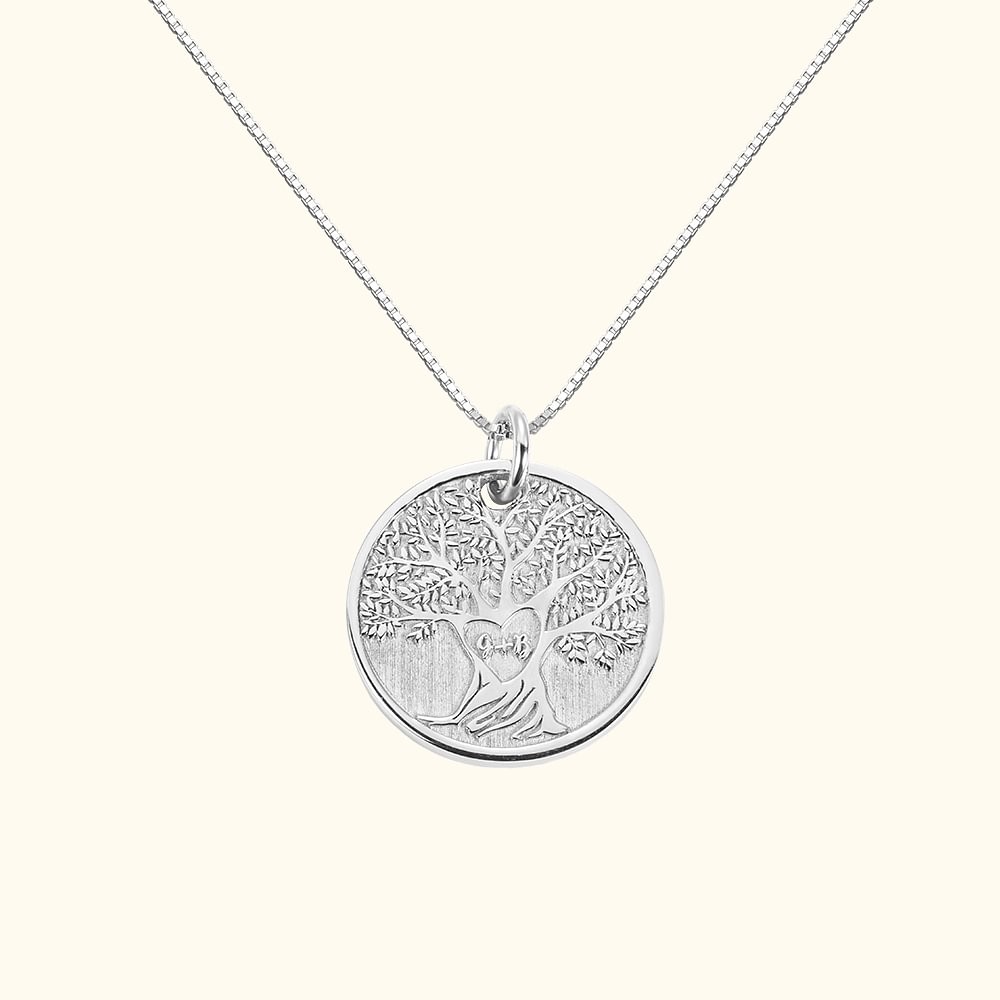 Custom Love Heart Initial tree Necklace for Her