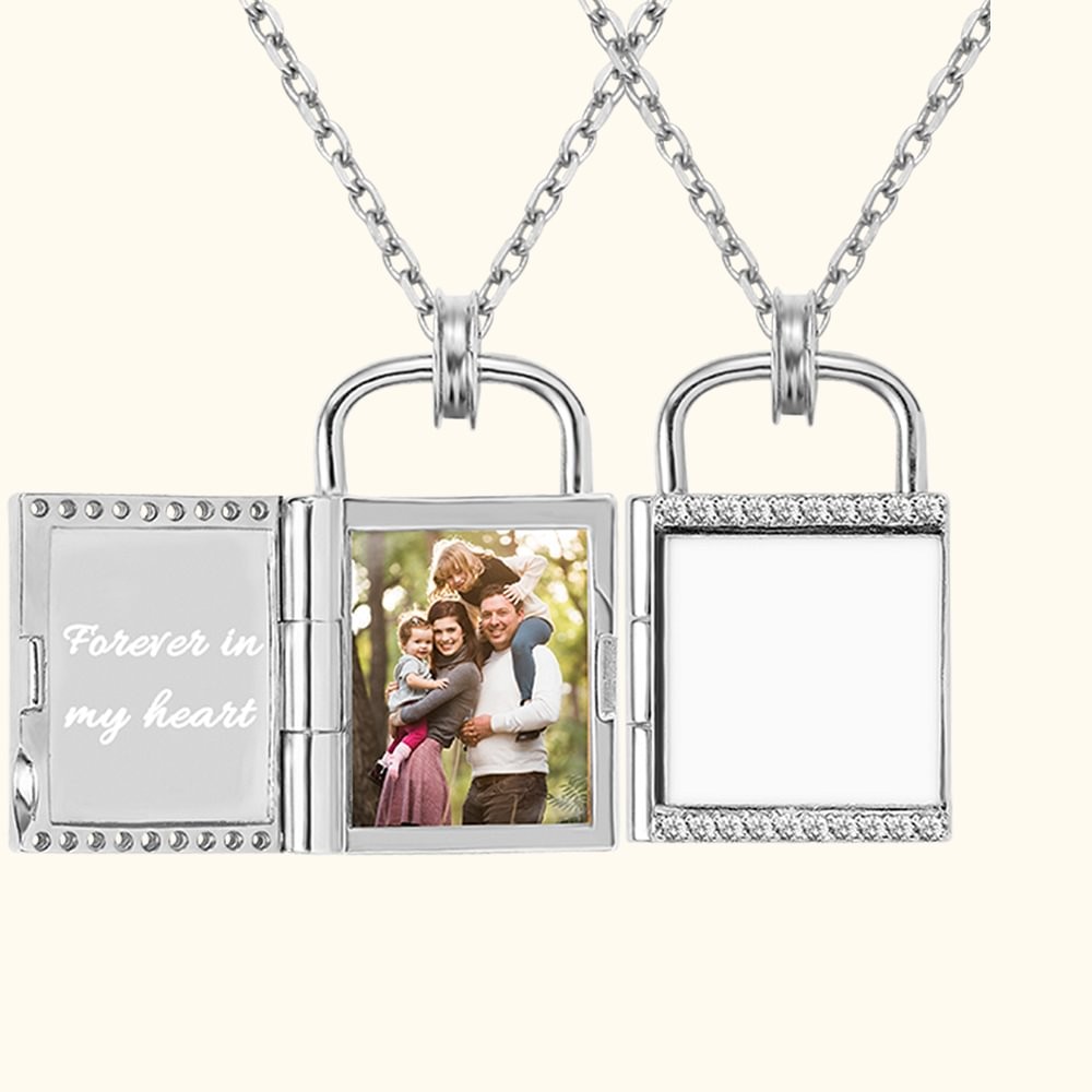 Personalized Photo Padlock Locket Necklace Memory Sterling Silver