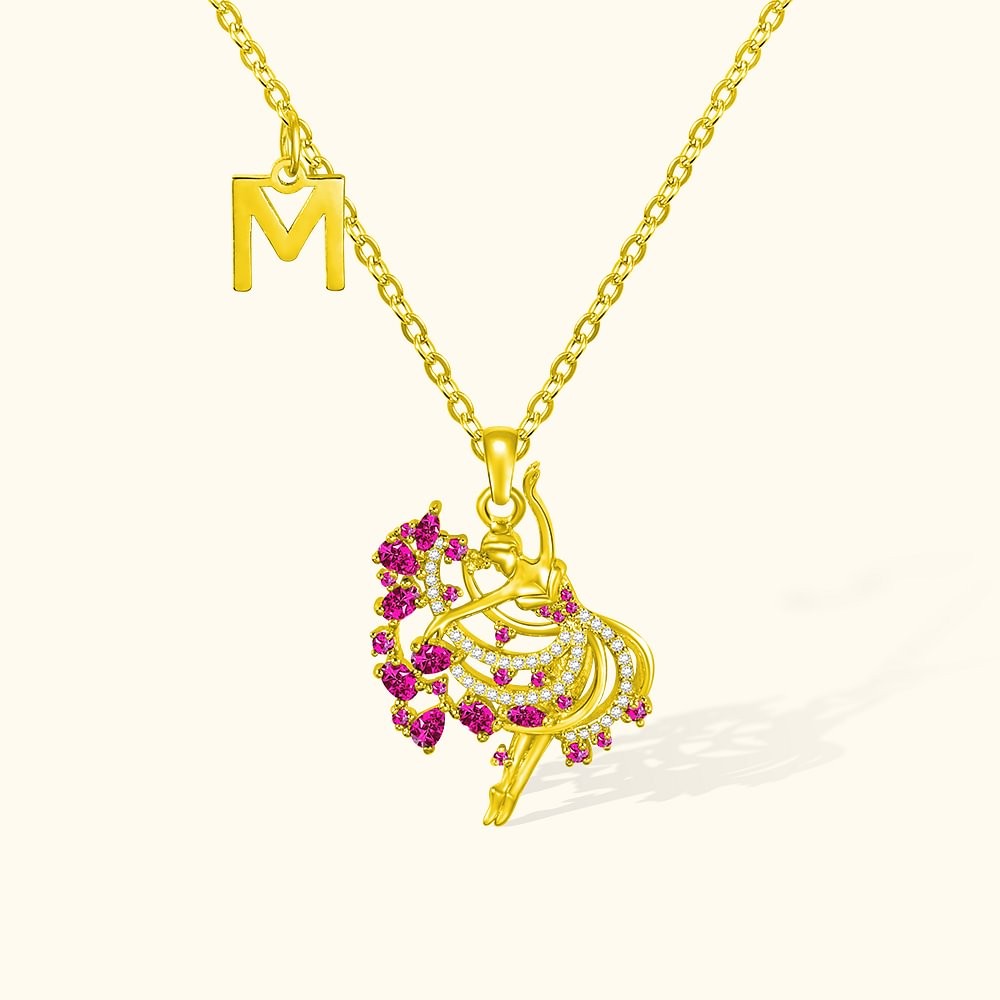 Personalized Dance Girl Gemstone Sterling Silver Necklace with Initials