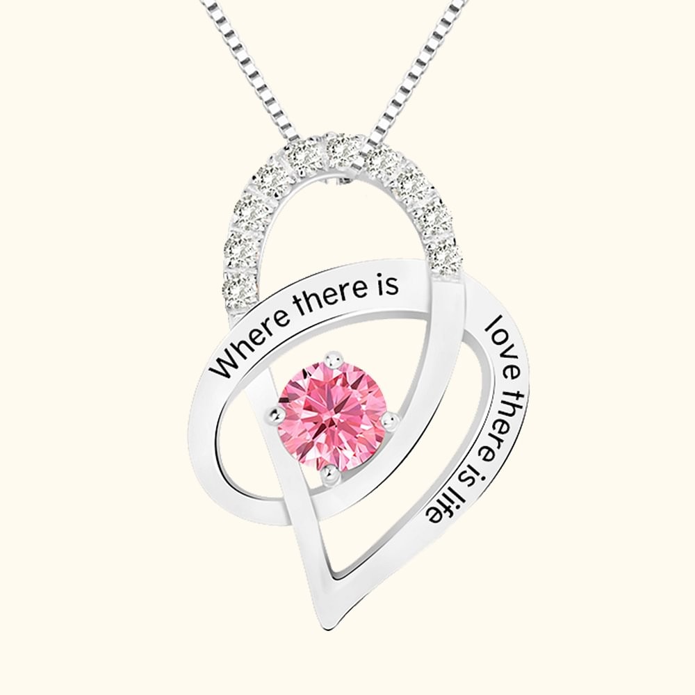 Heart Promise Necklace For Her with Birthstone and Engraving