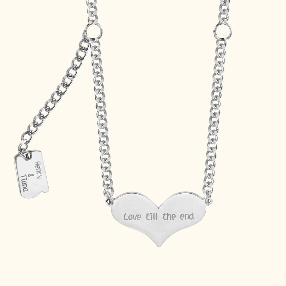 Custom Heart Shaped Square Disc Couples Necklace