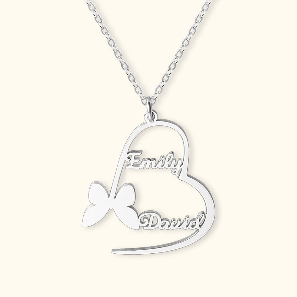 Custom Heart Shaped Couples Name Necklace