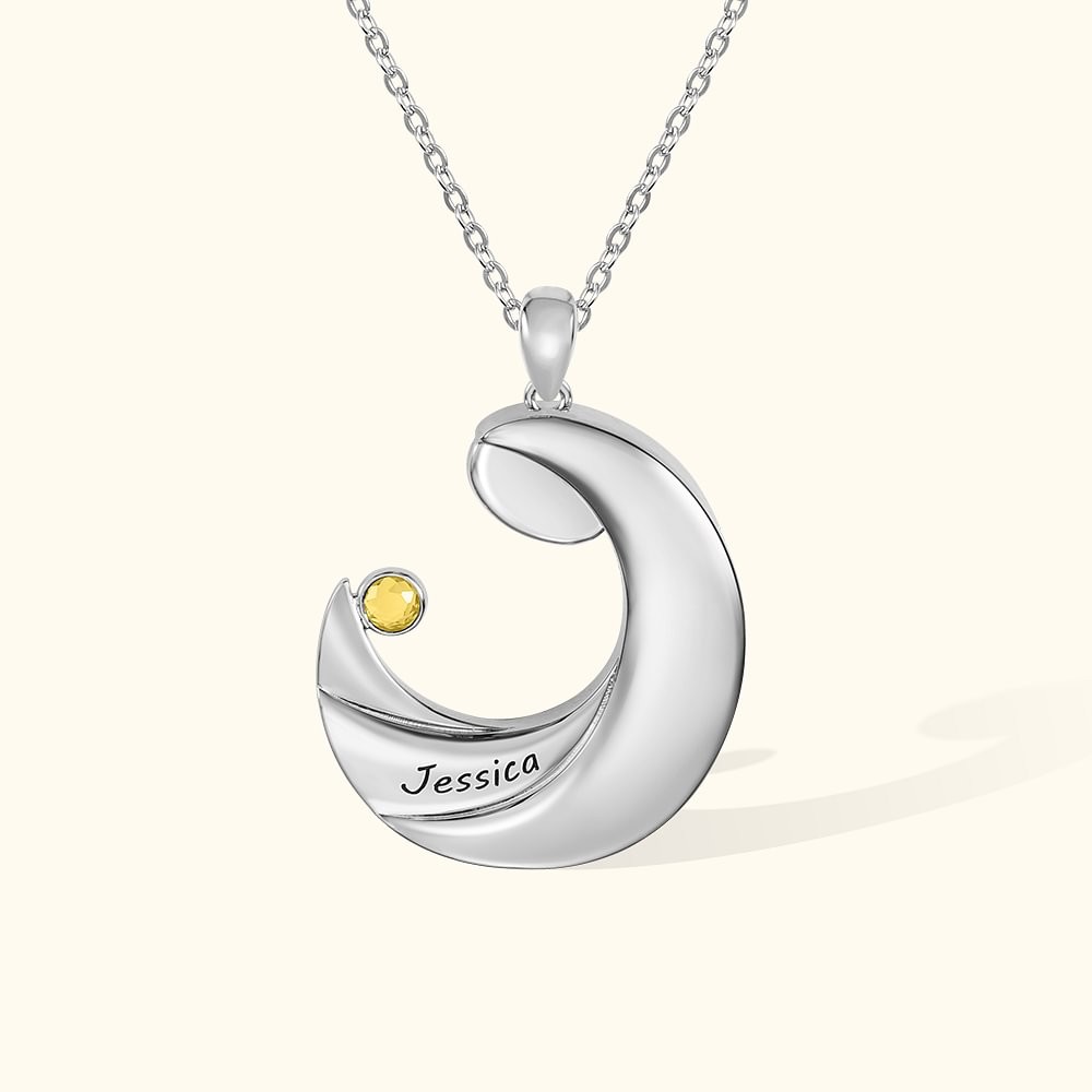 Personalized Moon Birthstone Necklace for New Mom Mother's Day Jewelry Gifts for Her