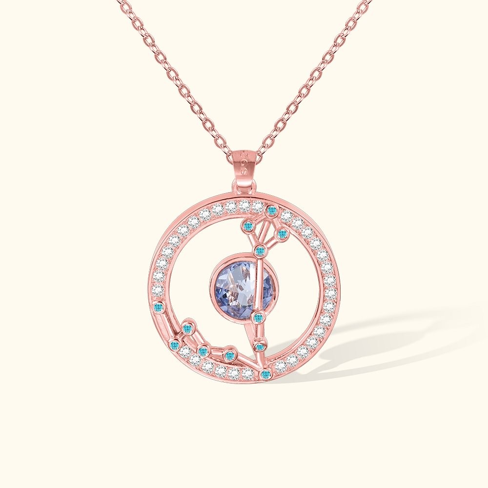 Personalized Zodiac Constellation Pendant Necklace with Birthstones