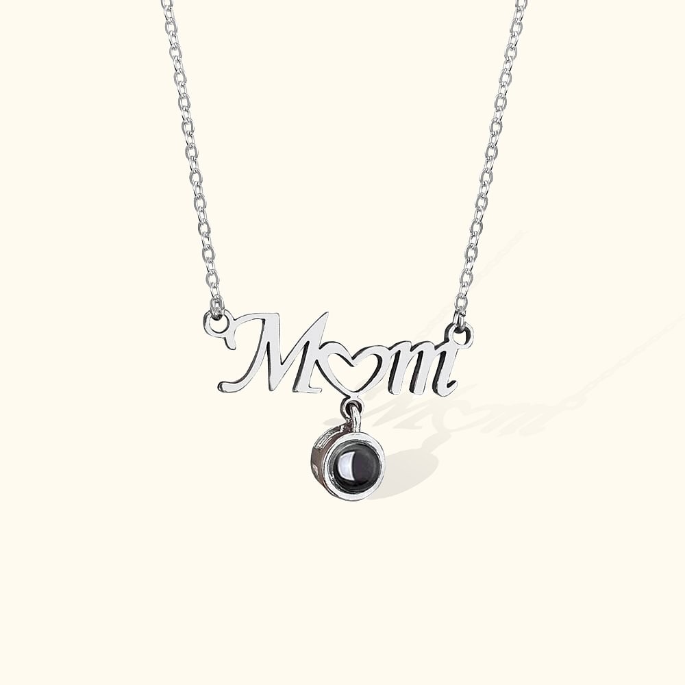 Personalized 100 Languages I love You Photo Projection Mom Necklace