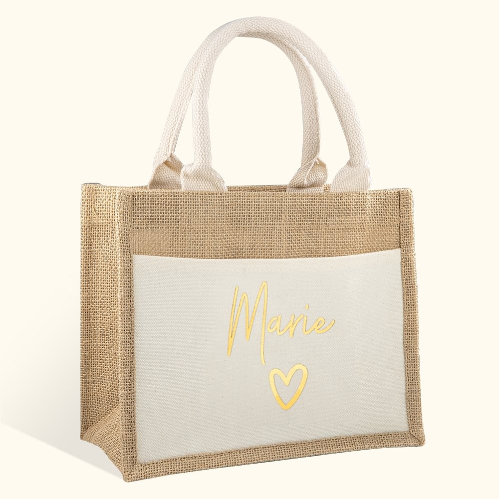 Personalised Jute Lunch Bag, Name Lunch Bag, Eco Lunch Bag