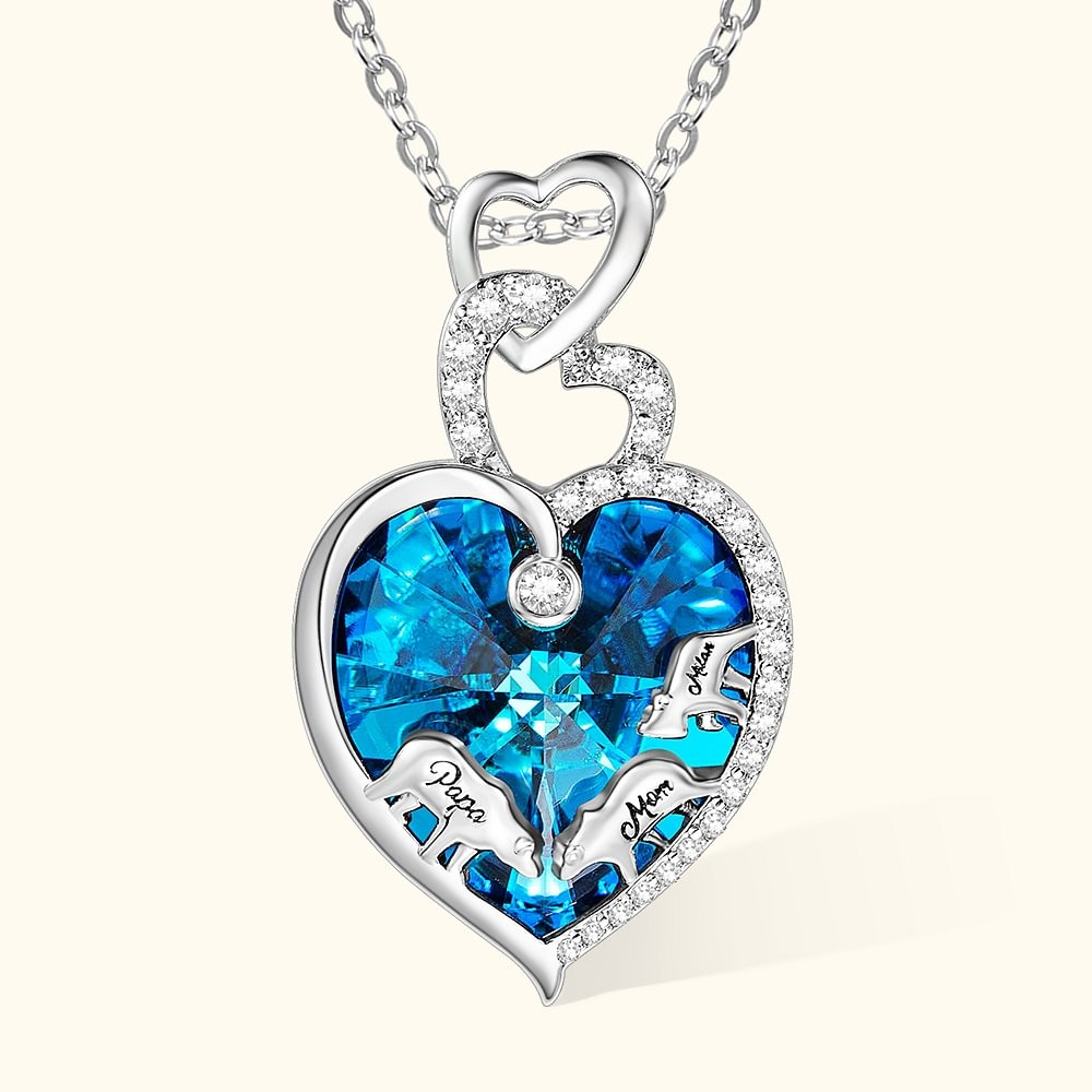 Personalized Mama Baby Bear Necklace with Engraved Names Hearts Pendant Jewelry Adorned with Crystal Birthday Gift for Woman