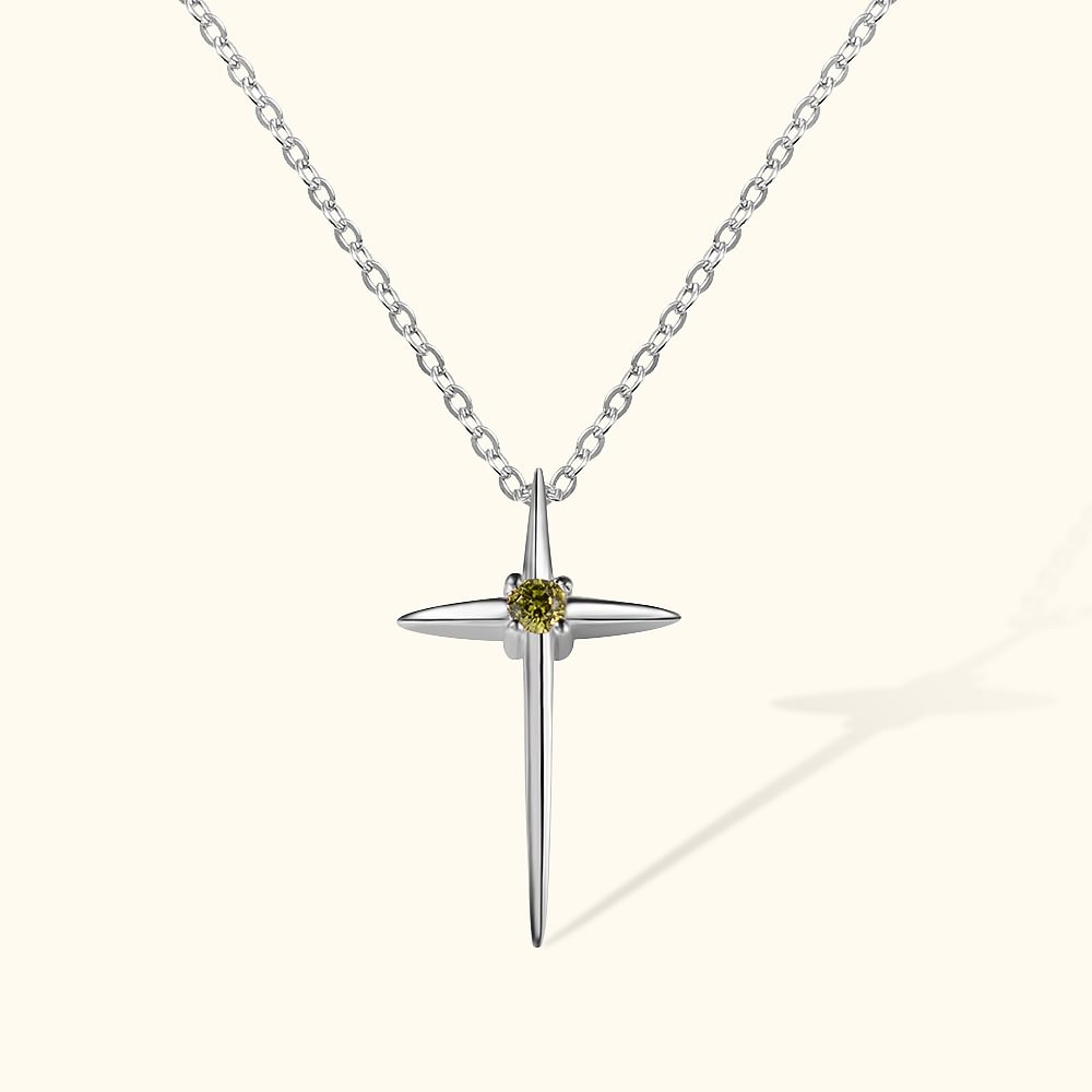 Personalized Dainty Birthstone Cross Necklace Jewelry Gifts for Her