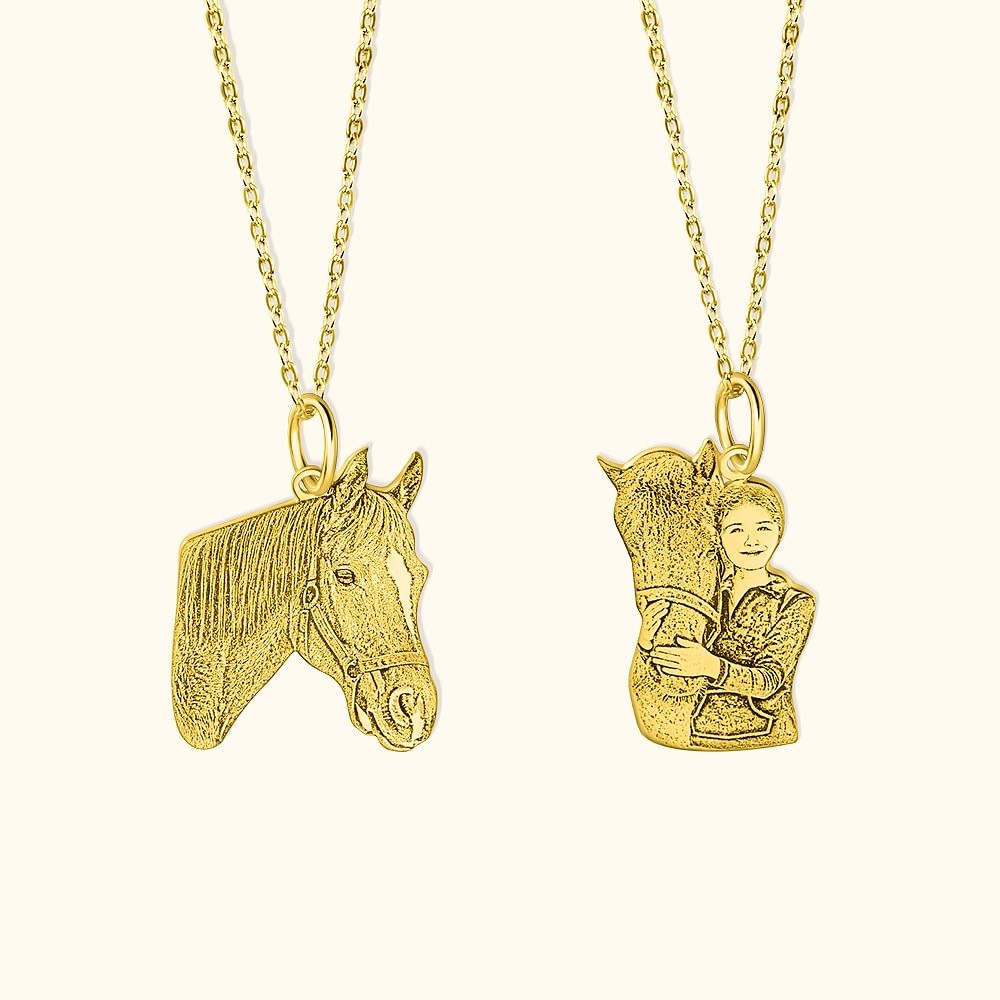 Personalized Horse Portrait Photo Necklace Jewelry Gift For Horse Lovers