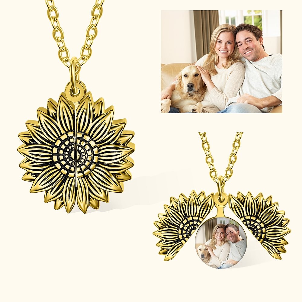 Personalized Sunflower Photo Projection Necklace