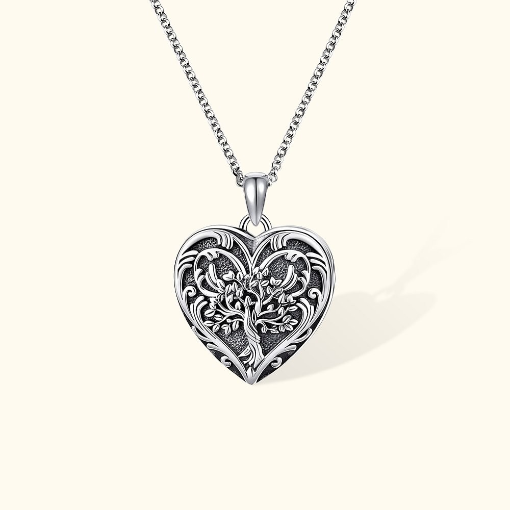 Personalized Vintage Tree of Life 2 Photos Locket with Engraved Text Mother's Day Birthday Gift for Family