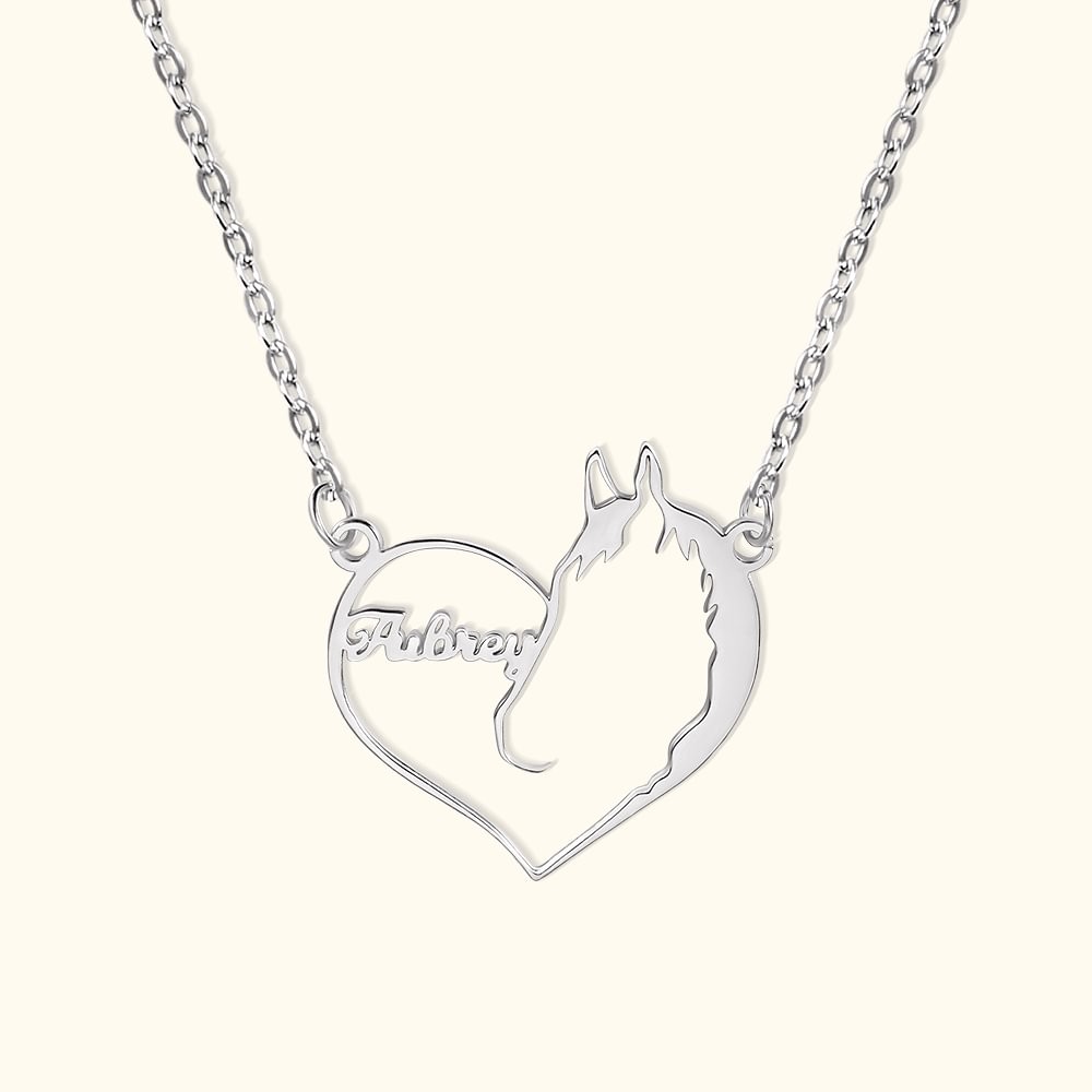 Personalized Heart Necklace Horse Cat Dog Necklace Gift for Pet Lover