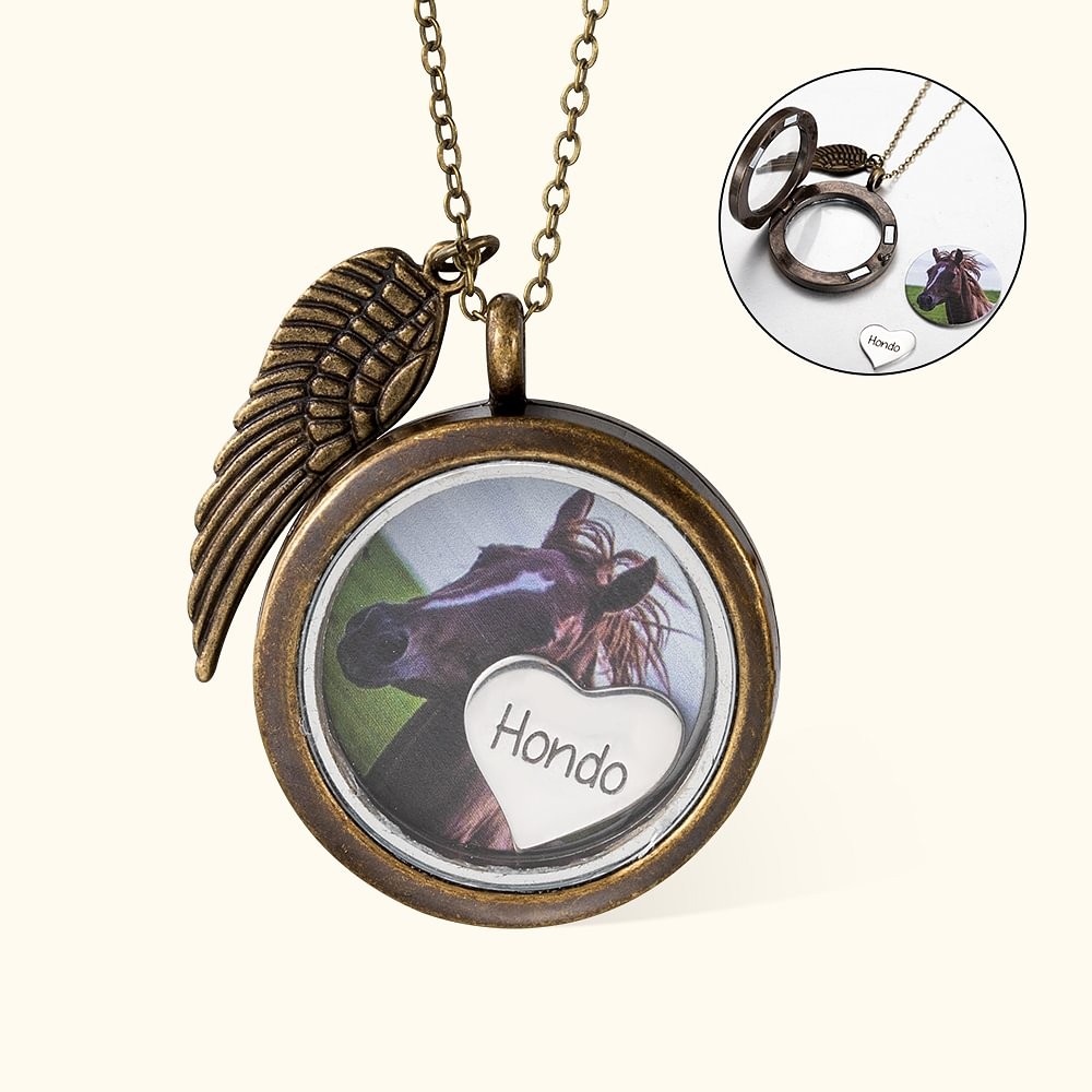 Personalized Horse Hair Horse Tail Necklace Horse Jewelry with Charm Photo Name Horse Memorial Gift