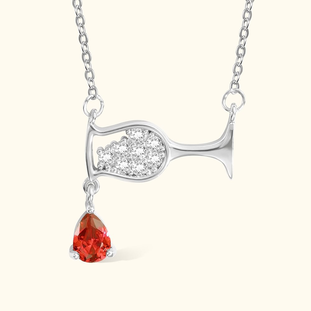 Personalized Wine Glass Necklace with Birthstone Pendant Birthday Gift Christmas Gift for Women and Wine Lovers