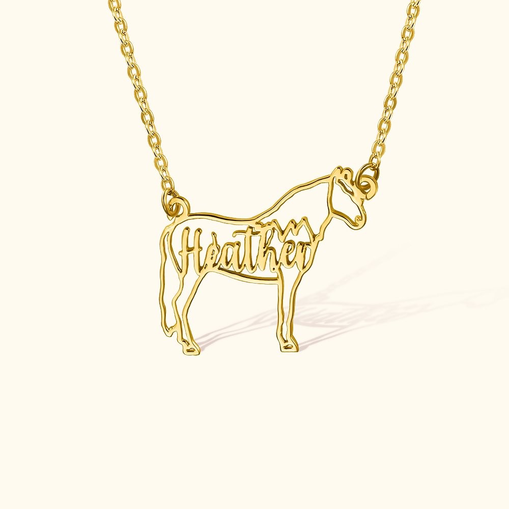 Personalized Horse Silhouette Necklace with Name Animal Memorial Necklace Horse Jewelry Birthday Gift for Horse Lovers
