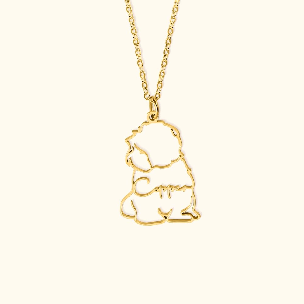 Personalized Dog Silhouette Necklace with Name Birthday Anniversary for Pet Lover